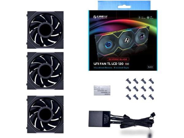 Набор вентиляторов Lian Li Uni Fan TL LCD 120 Reverse Triple Pack G99.12TLLCD3B.00