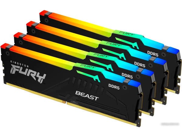 Оперативная память Kingston FURY Beast RGB 4x16ГБ DDR5 6000 МГц KF560C40BBAK4-64