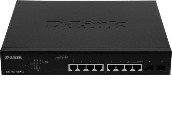 Управляемый коммутатор 2-го уровня D-Link DGS-1100-10MPPV2/A