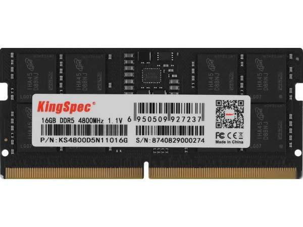Оперативная память KingSpec 16ГБ DDR5 SODIMM 4800 МГц KS4800D5N11016G