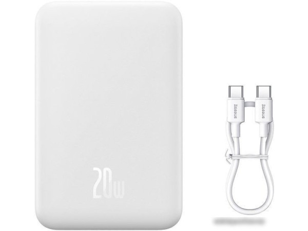 Внешний аккумулятор Baseus Magnetic Mini Wireless Fast Charge Power Bank 20W 20000mAh (белый)