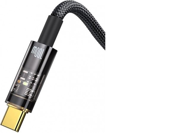 Кабель Baseus Explorer Series Auto Power-Off Fast Charging USB Type-A -USB Type-C (2 м, черный)