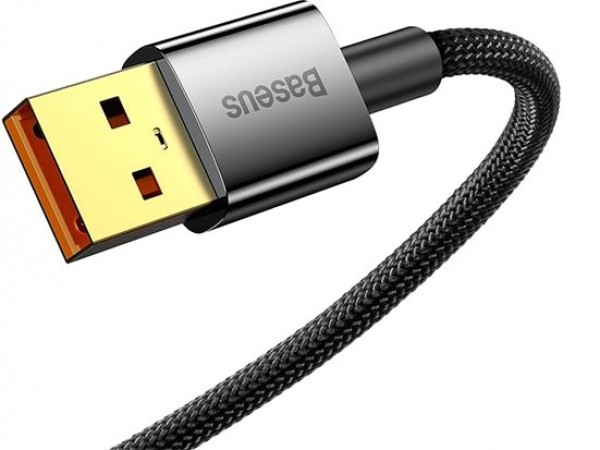 Кабель Baseus Explorer Series Auto Power-Off Fast Charging USB Type-A -USB Type-C (2 м, черный)