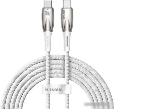 Кабель Baseus Glimmer Series Fast Charging Data Cable USB Type-C - Type-C 100W CADH000802 (2 м, белый)