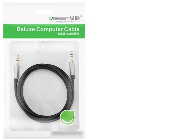 Кабель Ugreen AV119 10733 3.5 мм - 3.5 мм (1 м, черный/серый)