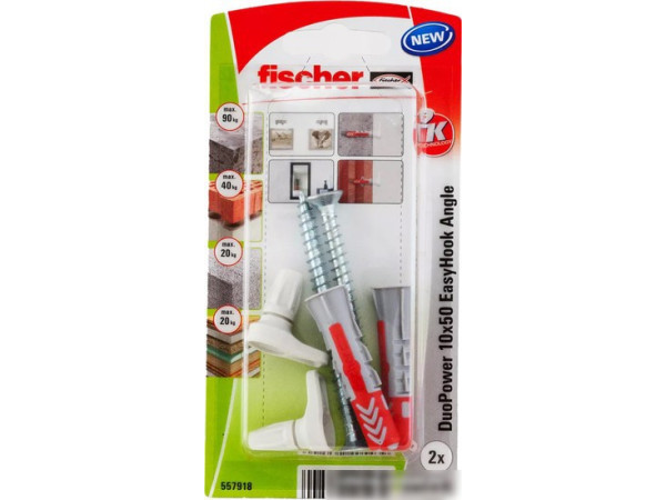 Дюбель-костыль Fischer EasyHook Angle DuoPower 10x50 K NV 557918 (2 шт)