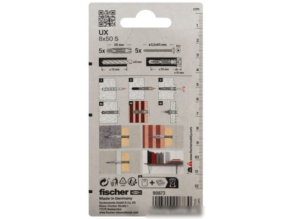 Дюбель универсальный Fischer UX 8X50 SK NV 90873 (5 шт)