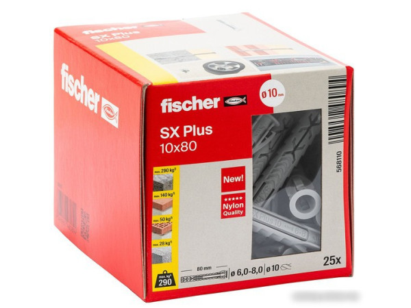 Дюбель универсальный Fischer SX Plus 10X80 568110 (25 шт)