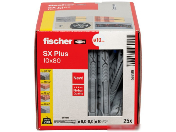 Дюбель универсальный Fischer SX Plus 10X80 568110 (25 шт)