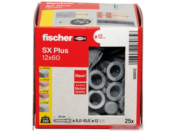 Дюбель универсальный Fischer SX Plus 12x60 568012 (25 шт)