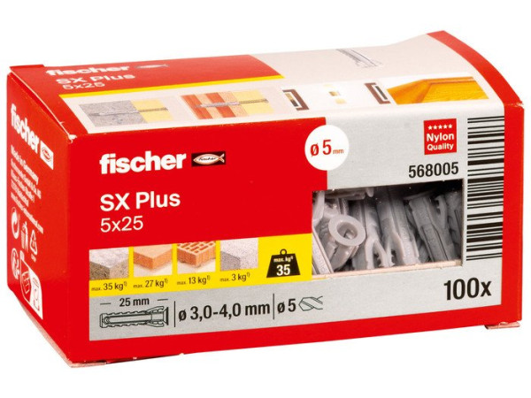 Дюбель универсальный Fischer SX Plus 5X25 568005 (100 шт)