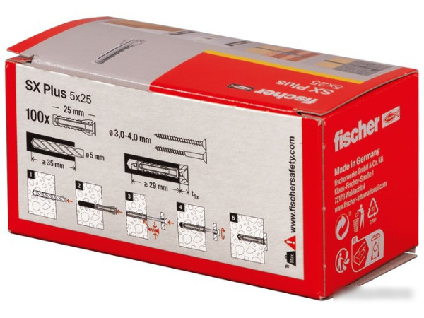 Дюбель универсальный Fischer SX Plus 5X25 568005 (100 шт)