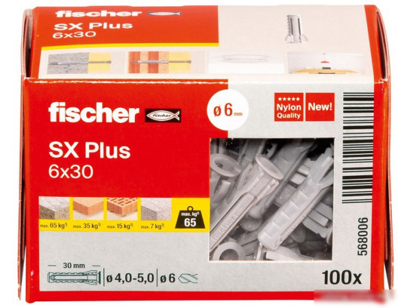 Дюбель универсальный Fischer SX Plus 6X30 568006 (100 шт)