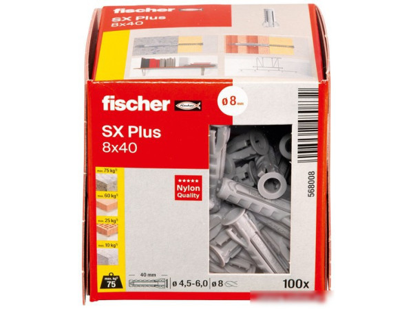 Дюбель универсальный Fischer SX Plus 8X40 568008 (100 шт)