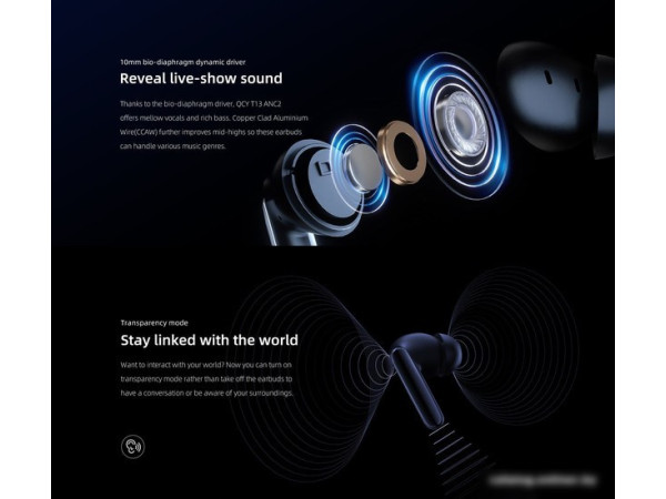 Наушники QCY T13 ANC 2 (темно-синий)