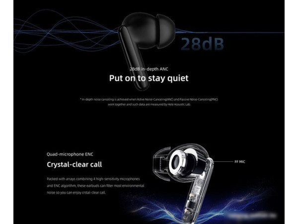 Наушники QCY T13 ANC 2 (темно-синий)