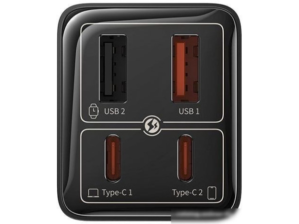 Сетевое зарядное Baseus GaN6 Pro Fast Charger 2C+2U 65W P10162701113-00 (черный)