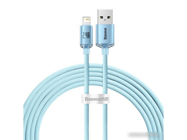 Кабель Baseus Crystal Shine USB Type-A - Lightning (2 м, голубой)