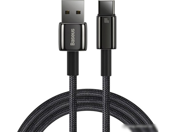 Кабель Baseus Tungsten Gold USB Type-A - USB Type-C (1 м, черный)