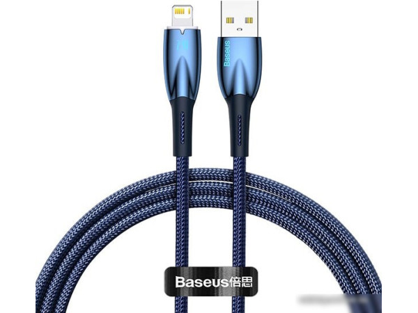 Кабель Baseus Glimmer Series Fast Charging Data Cable USB Type-A - Lightning 2.4A CADH000303 (2 м, синий)