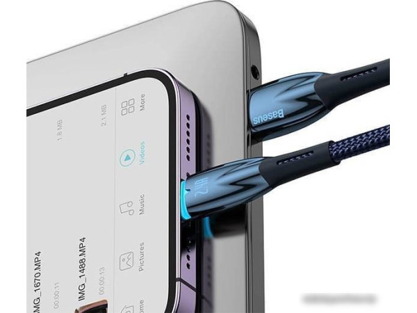 Кабель Baseus Glimmer Series Fast Charging Data Cable USB Type-A - Lightning 2.4A CADH000303 (2 м, синий)