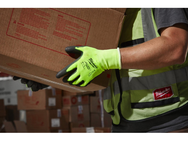 Перчатки хозяйственные Milwaukee Hi-Vis Cut level 1/A 11/XXL 4932492917 (12 пар)