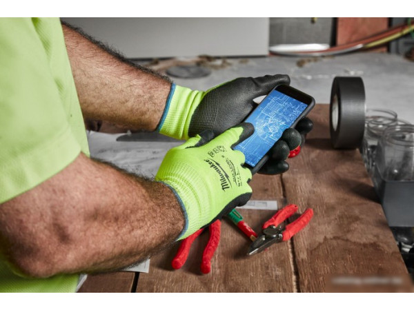 Перчатки хозяйственные Milwaukee Hi-Vis Cut level 2/B 10/XL 4932479924