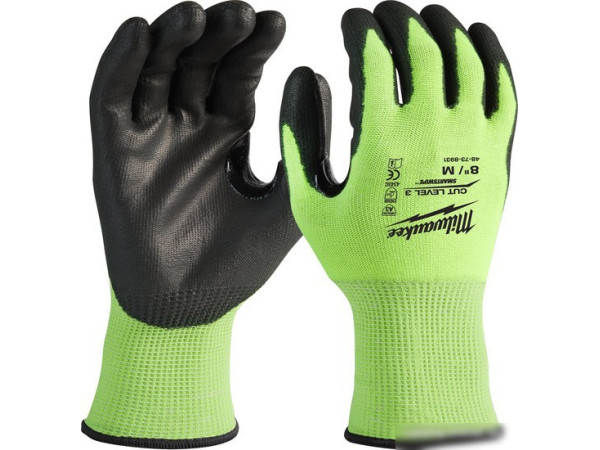 Перчатки хозяйственные Milwaukee Hi-Vis Cut level 3/C 8/M 4932478131