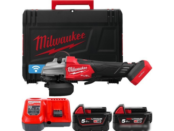 Угловая шлифмашина Milwaukee M18 Fuel One-Key M18FSAGSVO125X-502X 4933493553 (с 2-мя АКБ 5 Ач, кейс)