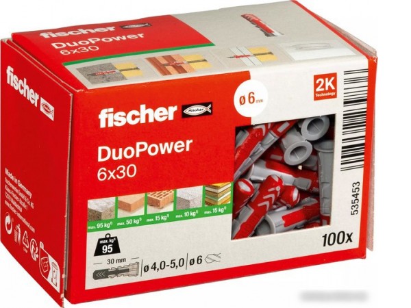 Дюбель универсальный Fischer DuoPower 6 x 30 535453 (100 шт)