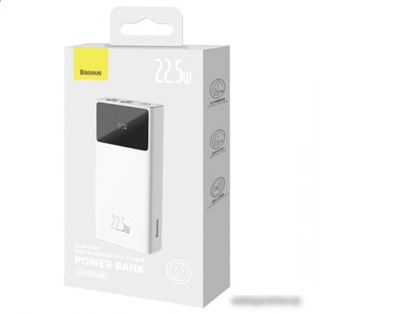Внешний аккумулятор Baseus Star-Lord Digital Display Fast Charge 20000mAh (белый)