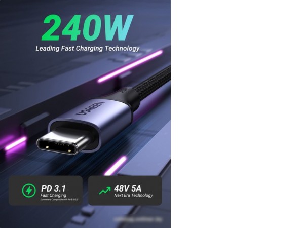 Кабель Ugreen US535 15311 USB Type-C - USB Type-C (1 м, черный)