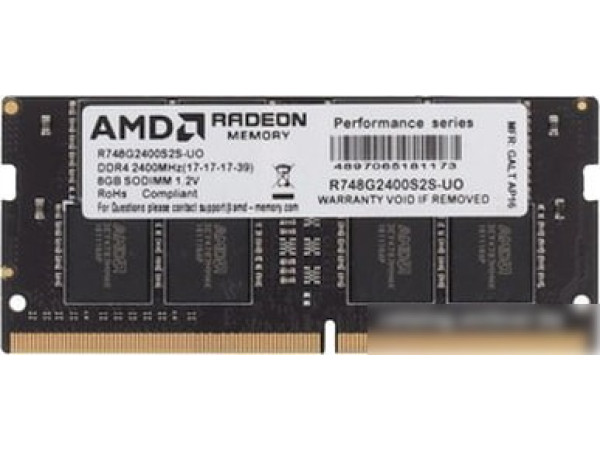 Оперативная память AMD Radeon R7 Performance 8GB DDR4 SODIMM PC4-19200 R748G2400S2S-UO