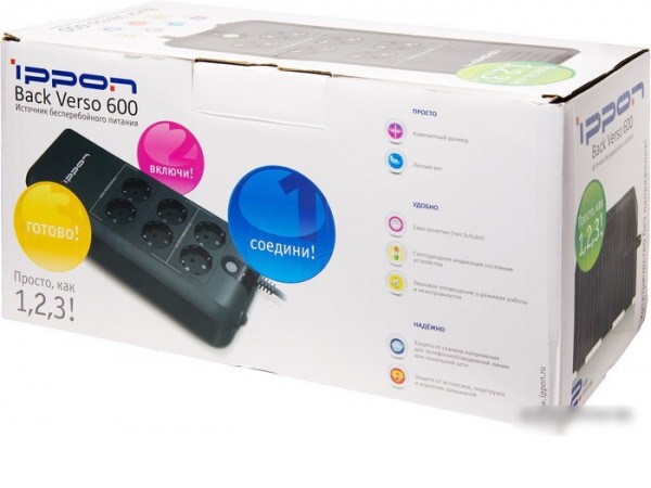 Источник бесперебойного питания IPPON Back Verso New 600 600VA