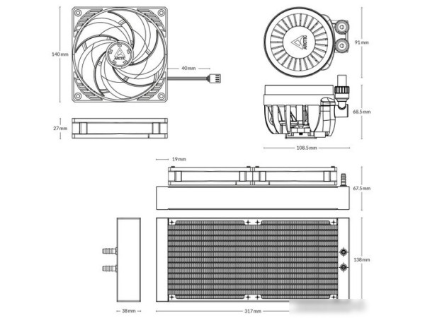 Жидкостное охлаждение для процессора Arctic Liquid Freezer III 280 Black ACFRE00135A