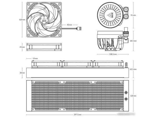 Система жидкостного охлаждения для процессора Arctic Liquid Freezer III 360 A-RGB White ACFRE00152A