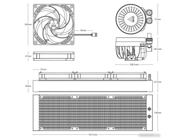 Система жидкостного охлаждения для процессора Arctic Liquid Freezer III 420 Black ACFRE00137A