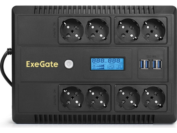 Источник бесперебойного питания ExeGate Neo Smart LHB-800.LCD.AVR.8SH.CH.USB EX293857RUS