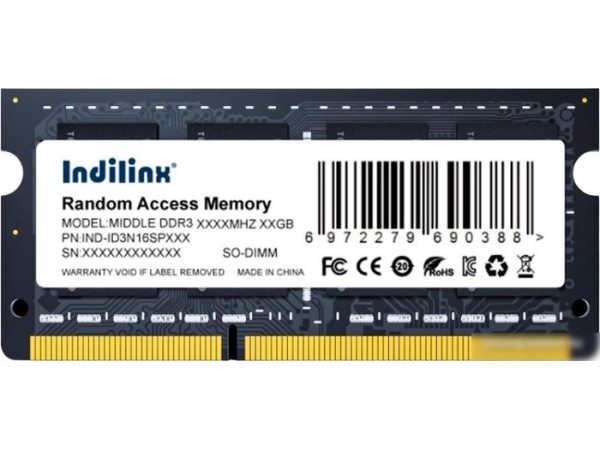 Оперативная память Indilinx 8ГБ DDR3 SODIMM 1600 МГц IND-ID3N16SP08X