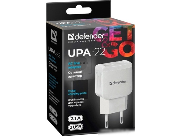Сетевое зарядное Defender UPA-22 (белый)