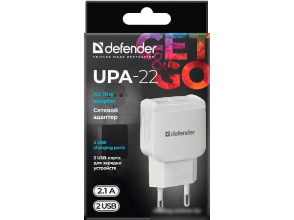 Сетевое зарядное Defender UPA-22 (белый)