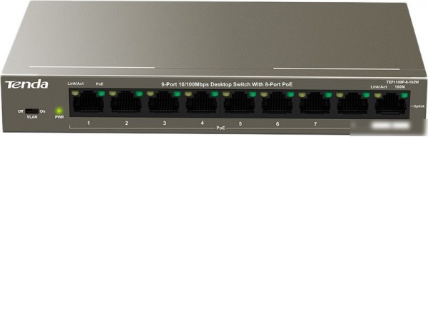 Неуправляемый коммутатор Tenda TEF1109P-8-102W