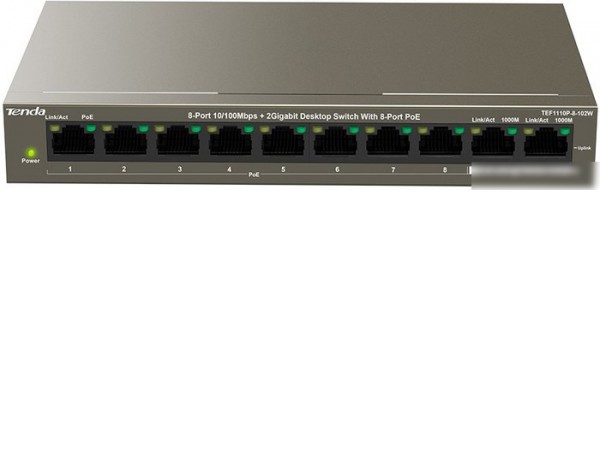 Неуправляемый коммутатор Tenda TEF1110P-8-102W