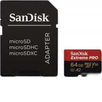 Карта памяти SanDisk Extreme PRO microSDXC SDSQXCU-064G-GN6MA 64GB (с адаптером)