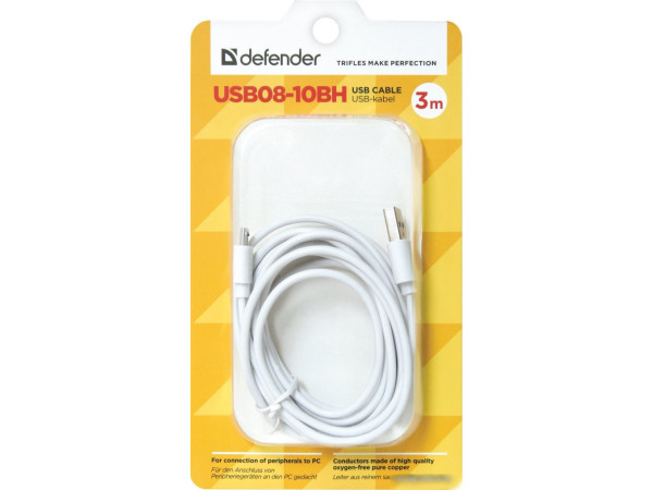 Кабель Defender USB08-10BH (белый) [87468]
