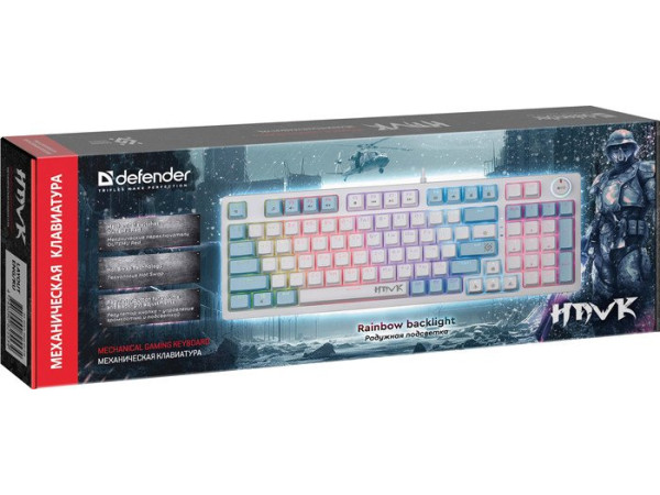 Клавиатура Defender Hawk GK-418 (белый, Outemu Red)