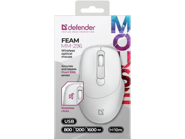 Мышь Defender Feam MM-296 (белый)