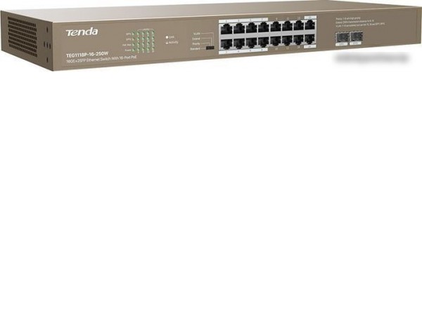 Неуправляемый коммутатор Tenda TEG1118P-16-250W