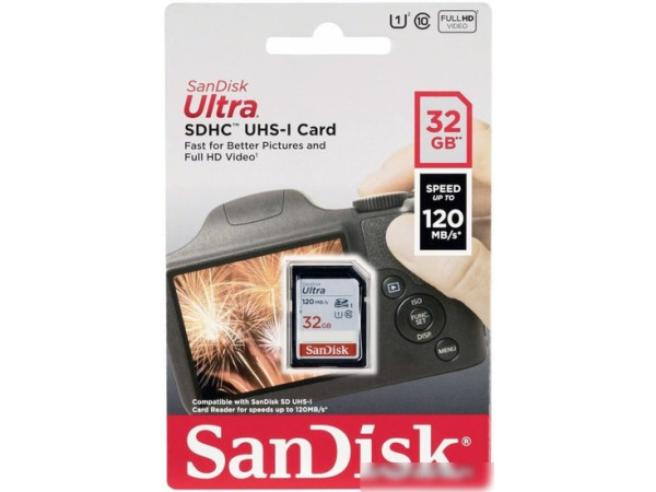 Карта памяти SanDisk Ultra SDHC SDSDUN4-032G-GN6IN 32GB