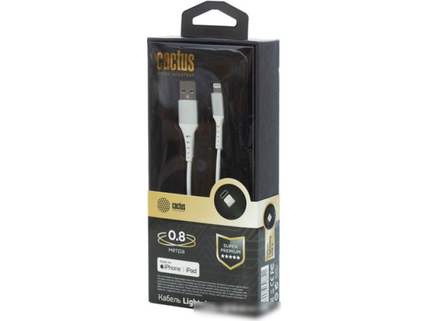 Кабель CACTUS USB Type-A - Lightning CS-LG.USB.A-0.8 (0.8 м, белый)